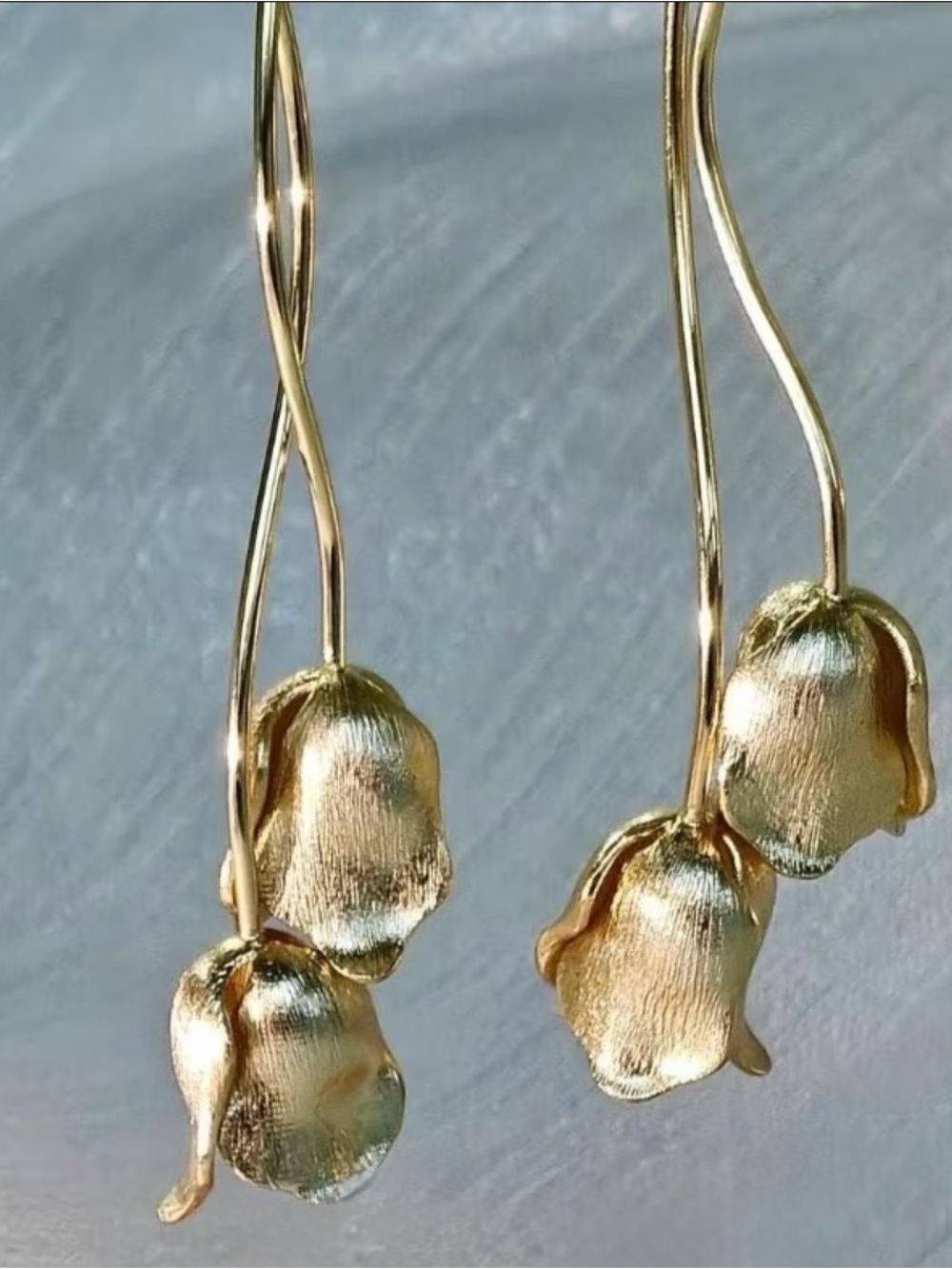 Delicate Gold Floral Drop Earrings for Women